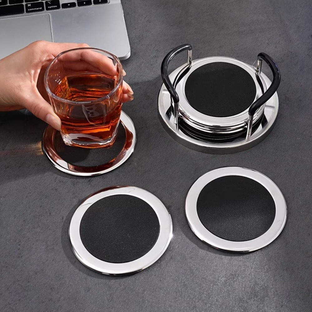 Marble Coaster Set - Juego de 6 Posavasos Redondos de