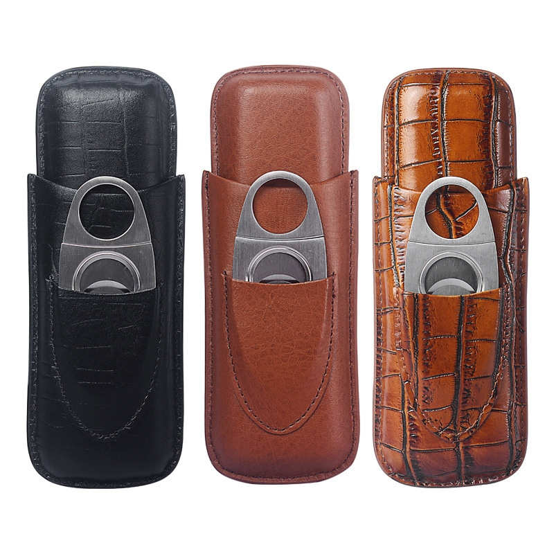 Premium Cigar Case - Estuche portátil de cuero para puros,
