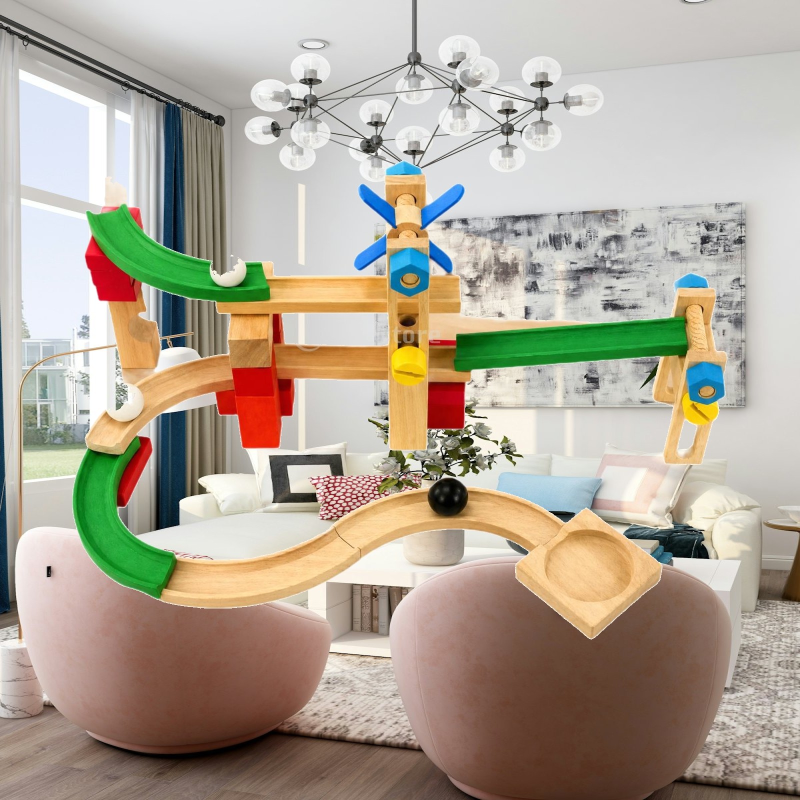 Pista de madera con bloques de - Marble Coaster Set reseña y precio