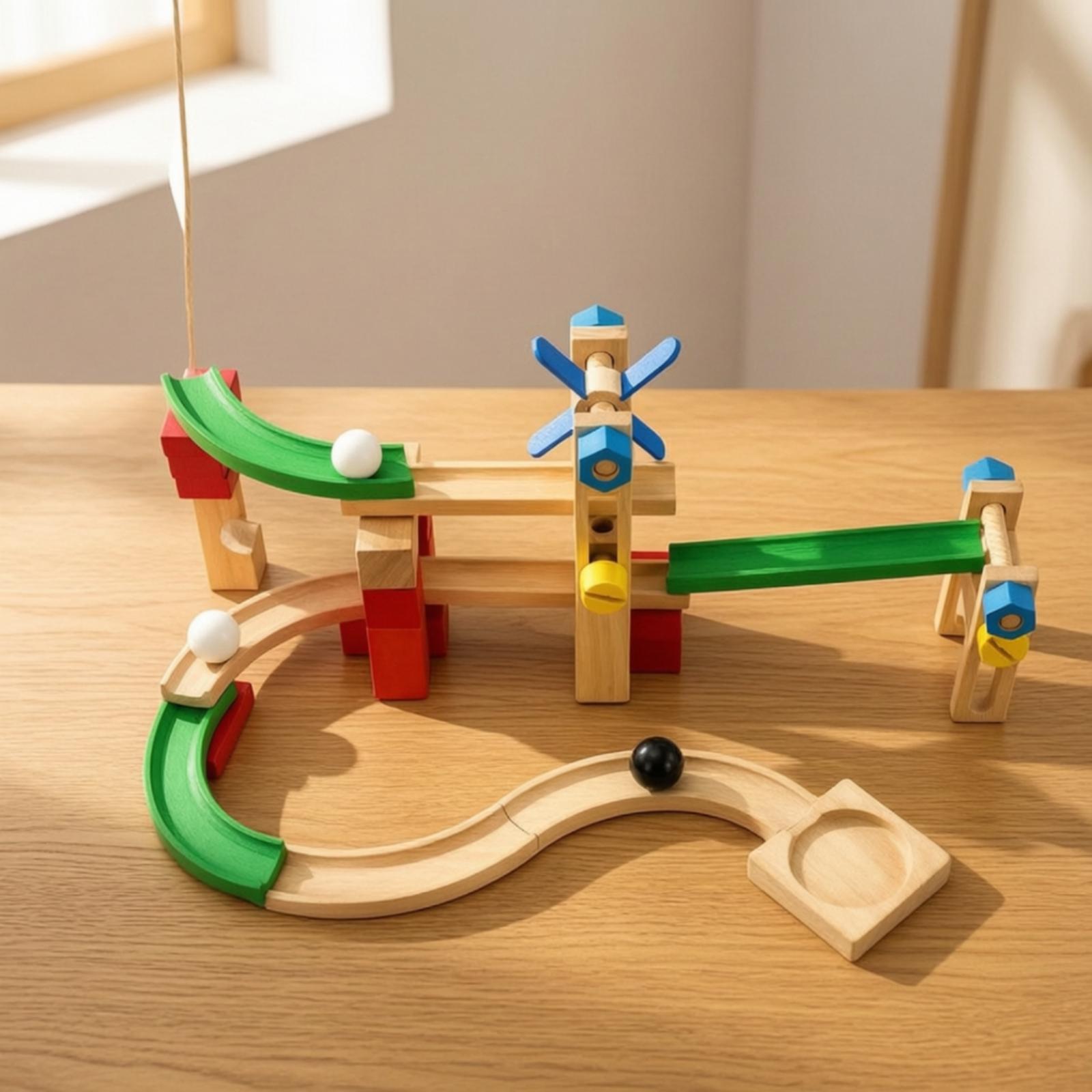 Pista de madera con bloques de - Marble Coaster Set reseña y precio