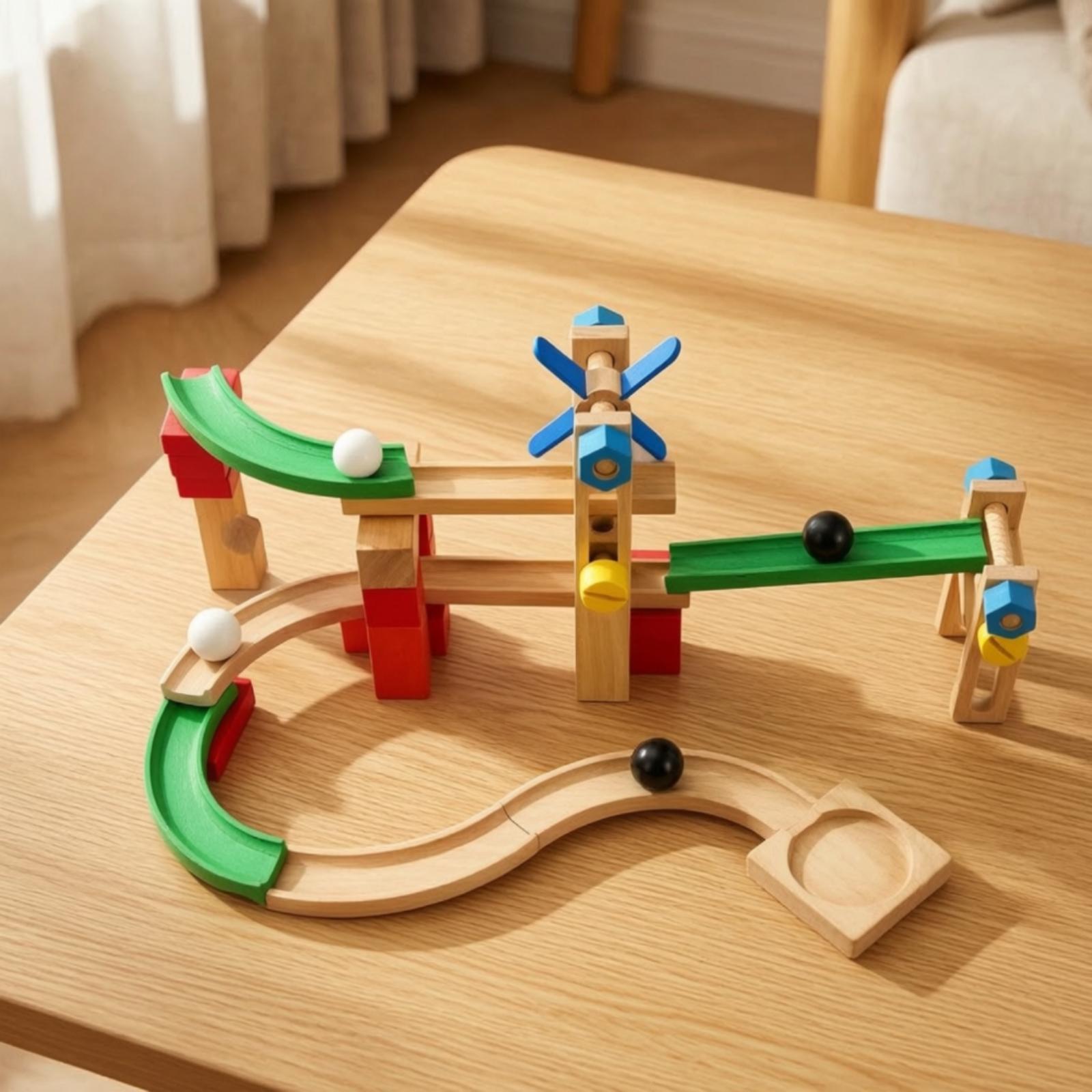 Pista de madera con bloques de - Marble Coaster Set reseña y precio