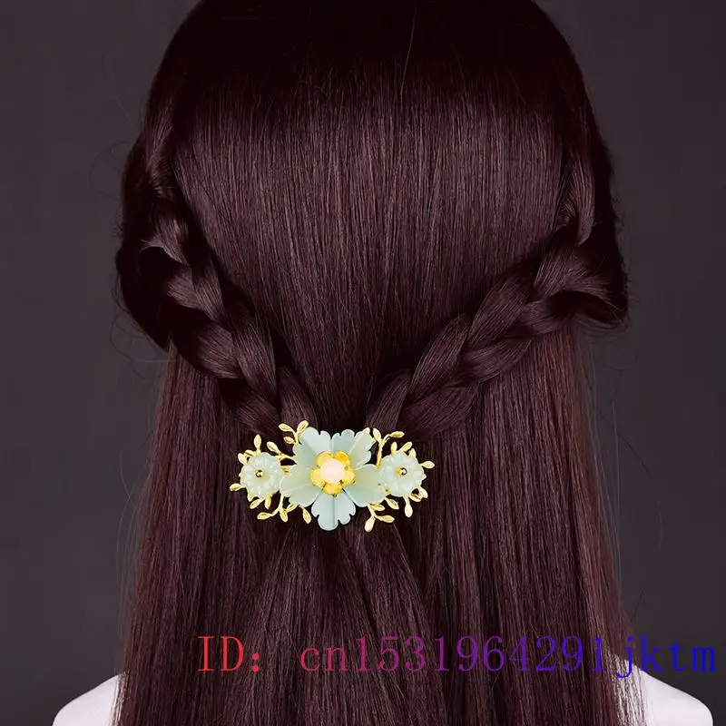 Pasador de flores de Jade verd - Gold Plated Jewelry reseña y precio